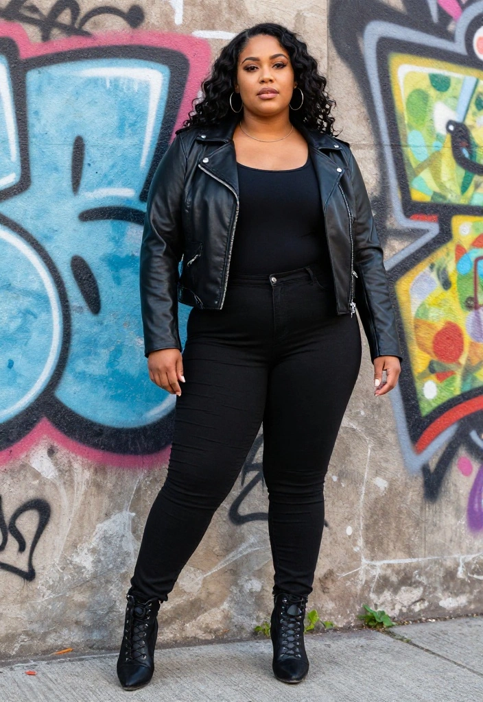 15 Trendy Plus-Size Outfits That Prove Style Has No Limits - Edgy All-Black Moment 1
