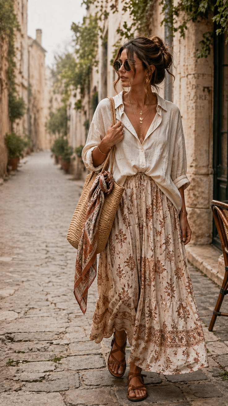 20 Boho Chic Styles That'll Make You Feel Like a Free Spirit (You Won't Believe #5!) - 3. Floral Patterns and Earthy Tones 1