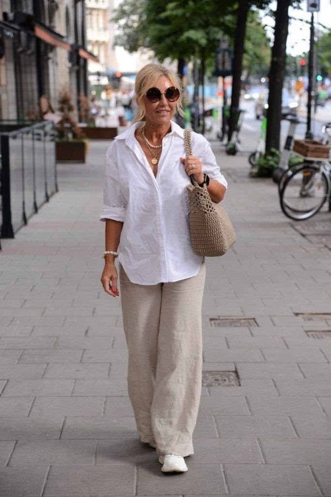 20 Fabulous Summer Outfits for Women Over 60 You Won't Want to Miss! - Casual Chic in Light Layers 1