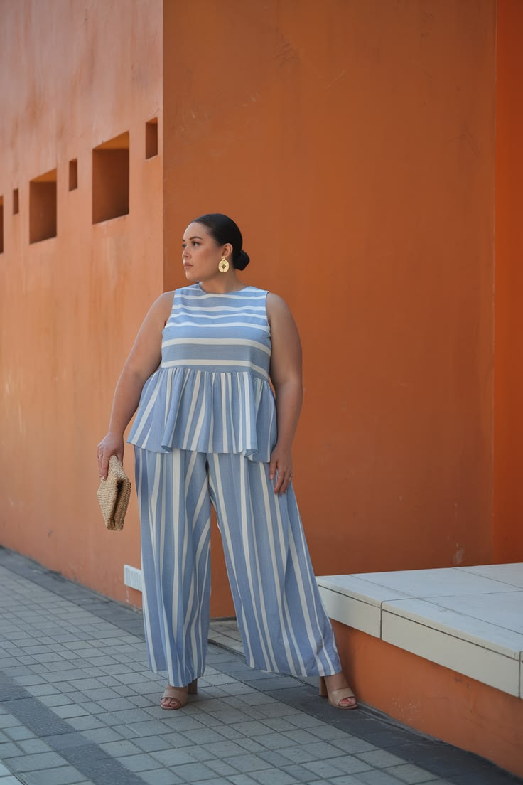 20 Stylish Plus Size Summer Looks That Embrace Body Positivity (You’ll Want Them All!) - Playful Stripes with a Twist 1