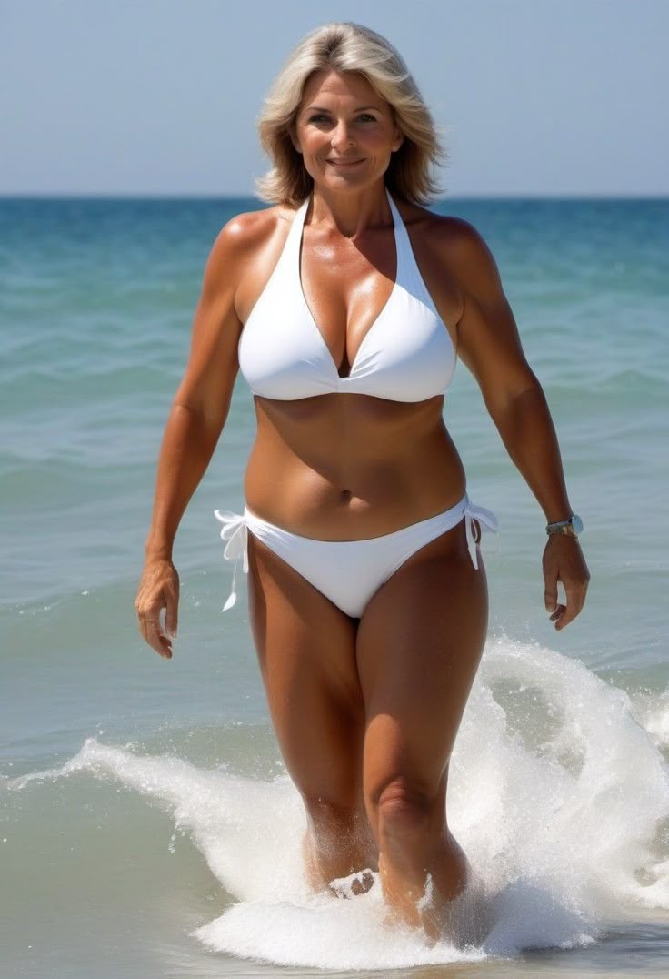 Embrace Your Beauty: 16 Natural Older Women Rocking Bikinis Like Pros! - Sleek and Stylish in White 1