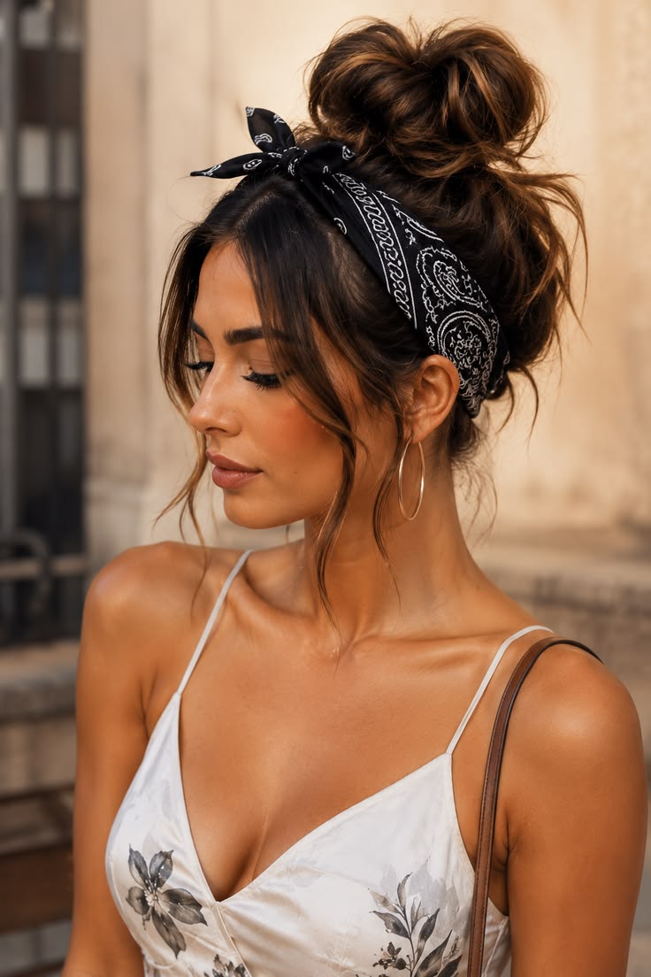 20 Stunning Bandana Hairstyles That Will Transform Your Look Instantly! - The Classic Bouffant 1