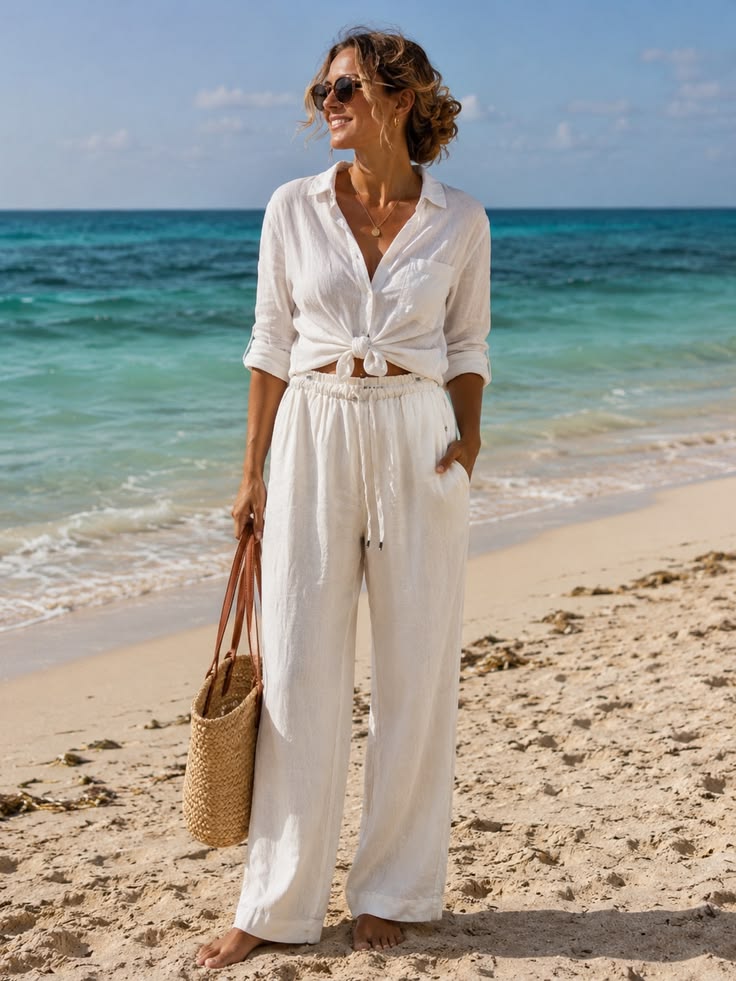 20 Stunning White Linen Pants Styles That Will Keep You Cool This Summer! - Farmers Market 1
