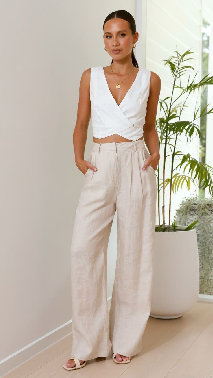 20 Stunning White Linen Pants Styles That Will Keep You Cool This Summer! - Romantic Date Night 1