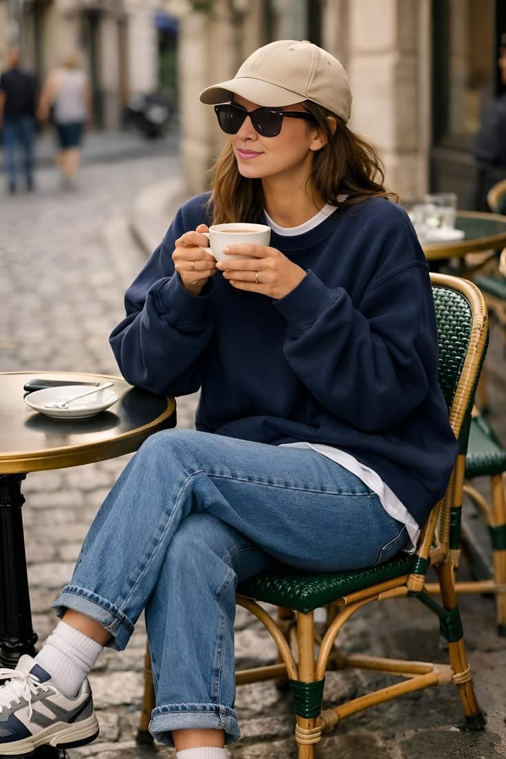 20 Weekend Fall Outfit Ideas That Will Make You the Style Icon of Your Crew! - Casual Chic Sweatshirt and Jeans 1