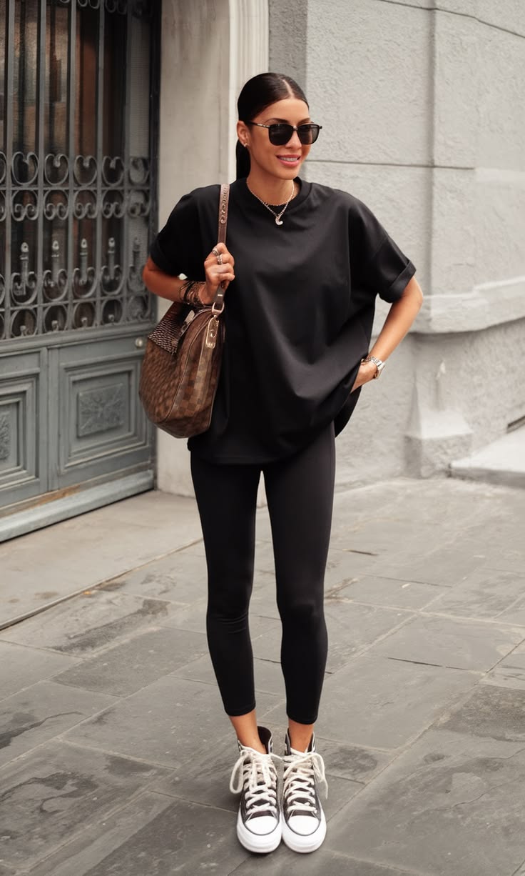 20 Black Leggings Outfits That'll Make You Look Instantly Elevated! - Chic Athleisure 1