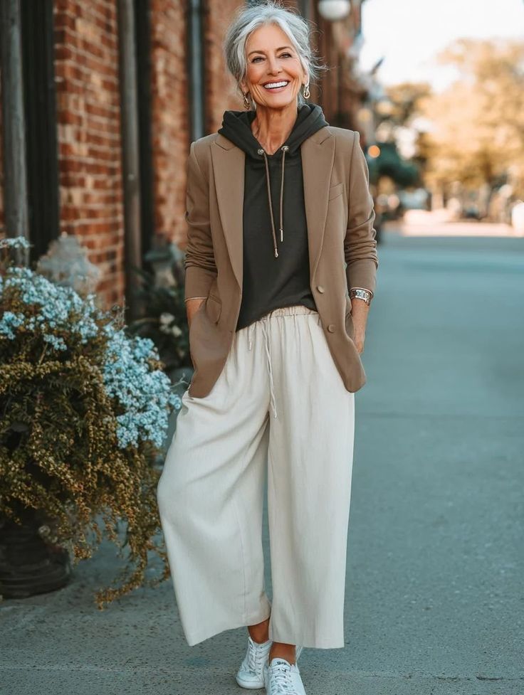 20 Chic Fall Looks for Women Over 50 That Will Turn Heads! - Casual Chic with a Twist 1