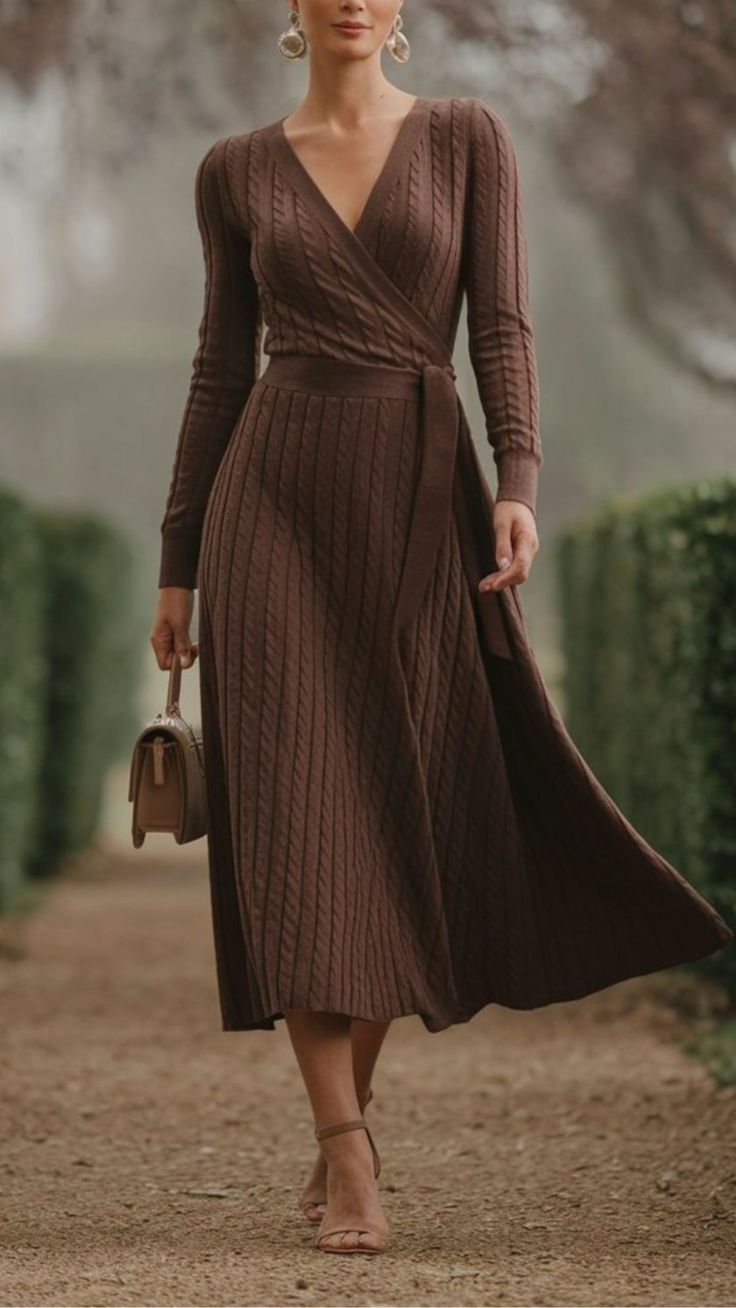 20 Flattering Fall Dresses for Every Body Type (You Won't Believe #7!) - 5. Elegant Wrap Dress 1