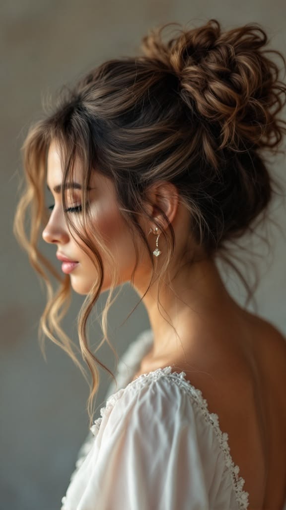 20 Messy Updo Hairstyles For Summer That Are Effortlessly Chic! - Curly Messy Updo 1