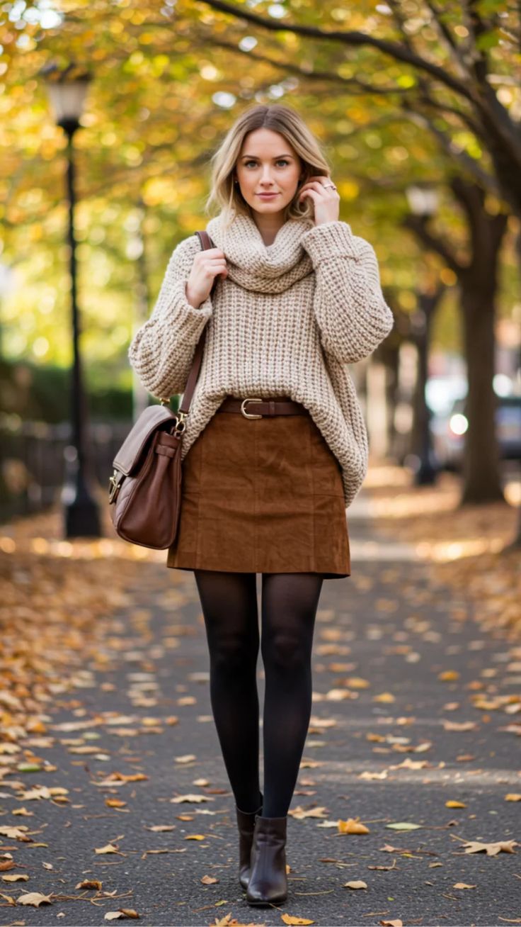 20 Petite-Friendly Fall Outfits That Will Make You Look Taller (You Won't Believe #7!) - Chic Blazer with a Skirt 1