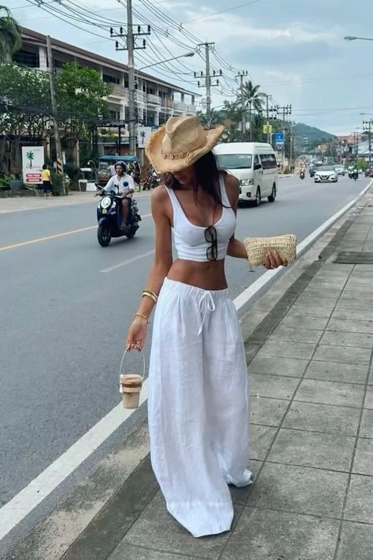 20 Timeless Summer Outfits With Hat That'll Make Heads Turn! - Bohemian Vibes with White Linen 1
