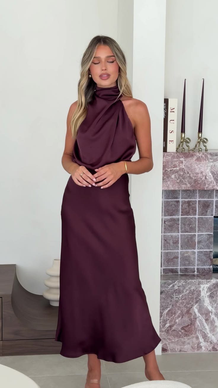 Get Ready for 2026: 20 Fall Wedding Guest Dresses That Are Absolute Showstoppers! - Sleek Satin: The Ultimate Luxe Look 1