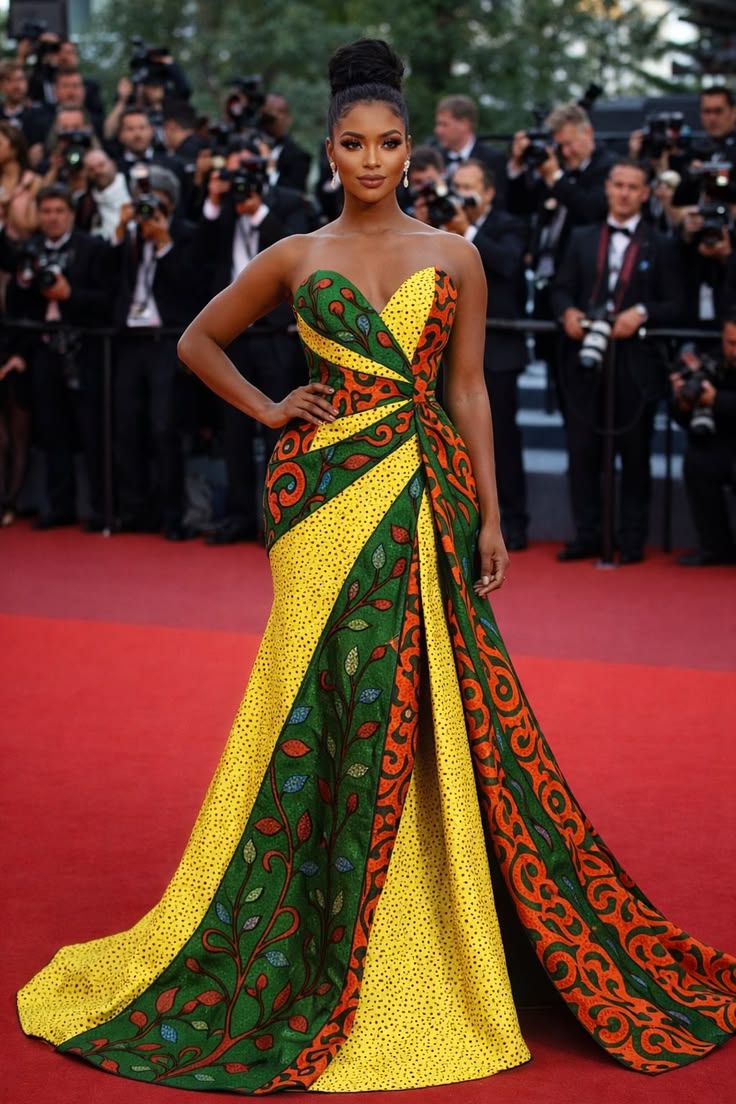 20 Breathtaking Ankara Ball Gowns That Will Make You the Belle of the Ball! - Glamorous Gown with Layers 1