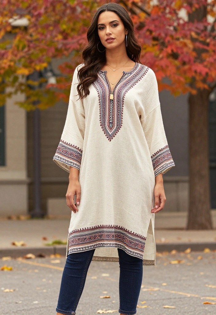 20 Casual Fall Outfits with Jeans That Will Make You Look Effortlessly Chic! - 18. Bohemian-Style Tunic with Jeans 1