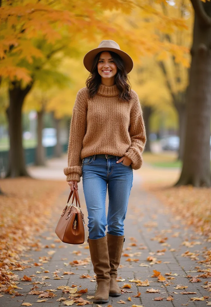 20 Casual Fall Outfits with Jeans That Will Make You Look Effortlessly Chic! - 3. Chunky Knit Sweater with Straight-Leg Jeans 1