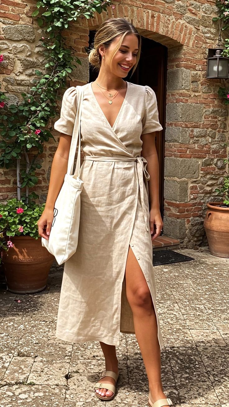 20 Linen Dresses Perfect for Hot Weather - 4. Chic Wrap Style 1