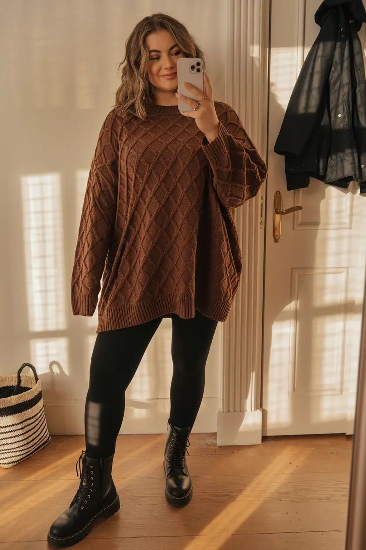 20 Must-Have Plus-Size Fall Outfits For Every Occasion (Wait Until You See #10!) - 10. Cozy Cardigan & Leggings 1