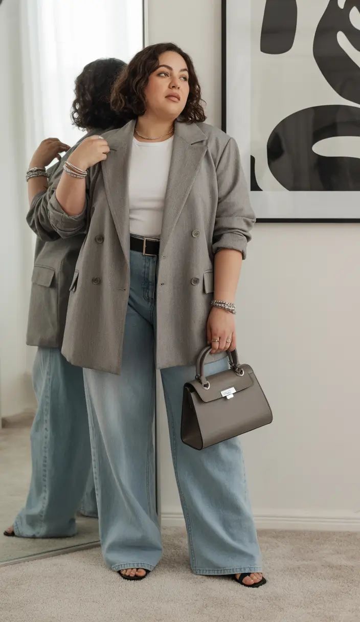 20 Must-Have Plus-Size Fall Outfits For Every Occasion (Wait Until You See #10!) - 2. Oversized Blazer & Wide-Leg Denim 1