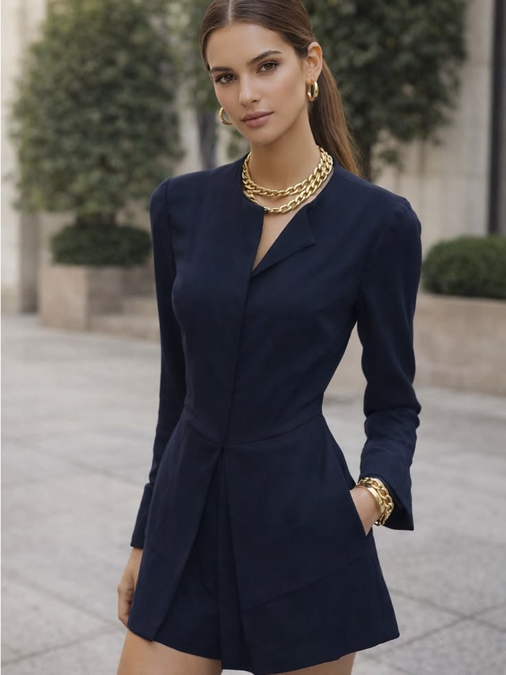 20 Stunning Fall Tailored Rompers That Will Transform Your Autumn Wardrobe! - Bold and Beautiful in Navy 1