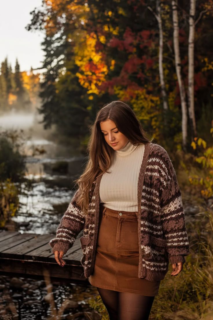 20 Stunning Plus Size Fashion Trends for Fall That Will Have You Turning Heads! - 1. Cozy Cardigans and Skirts 1