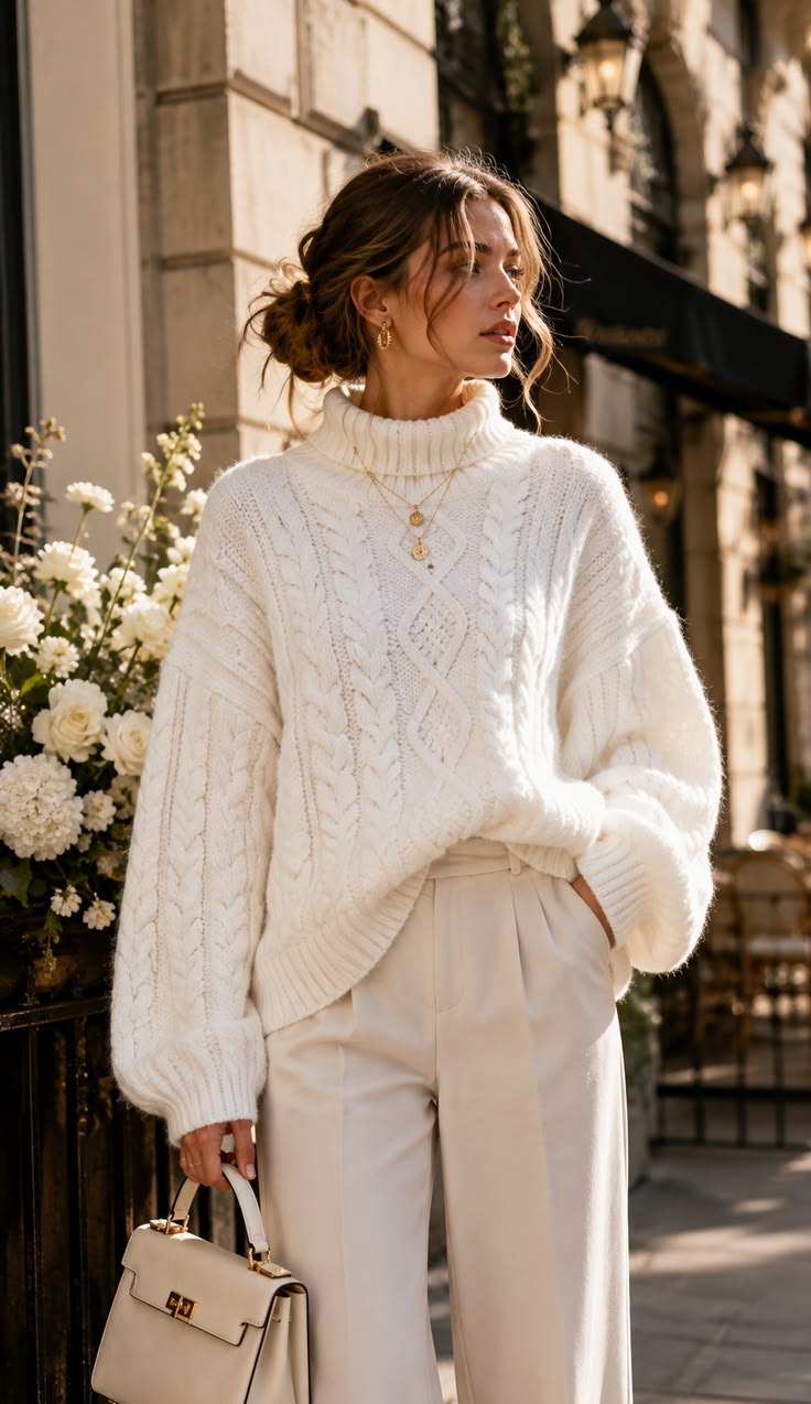 20 Trendy White Sweater Styles That Will Turn Heads (Especially #5!) - 12. The Popcorn Knit 1