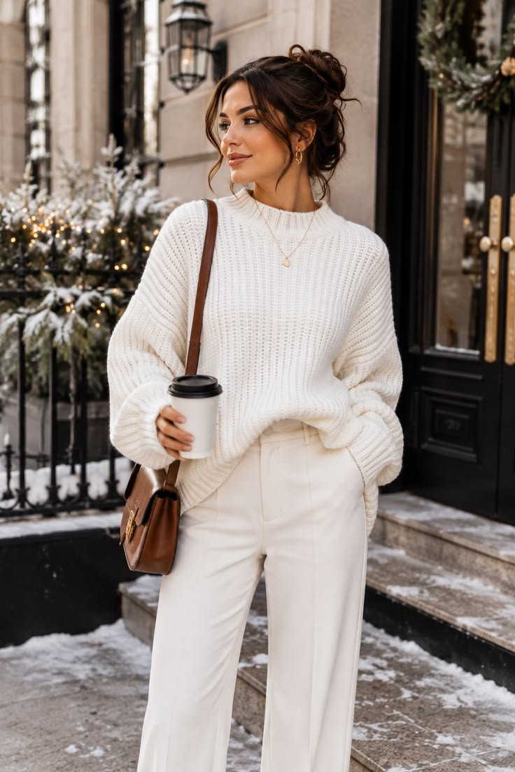 20 Trendy White Sweater Styles That Will Turn Heads (Especially #5!) - 13. The Button-Up Detail 1