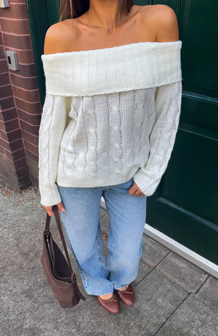20 Trendy White Sweater Styles That Will Turn Heads (Especially #5!) - 3. The Off-Shoulder Beauty 1