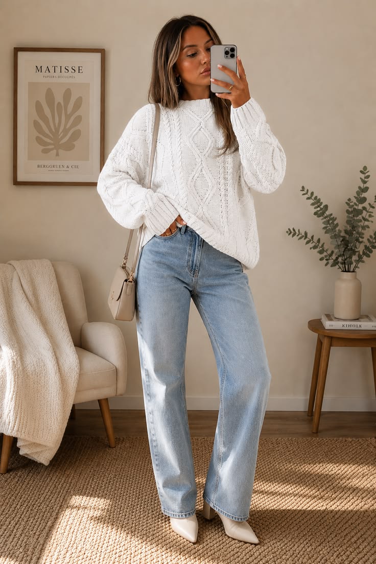 20 Trendy White Sweater Styles That Will Turn Heads (Especially #5!) - 6. The Textured Knit 1