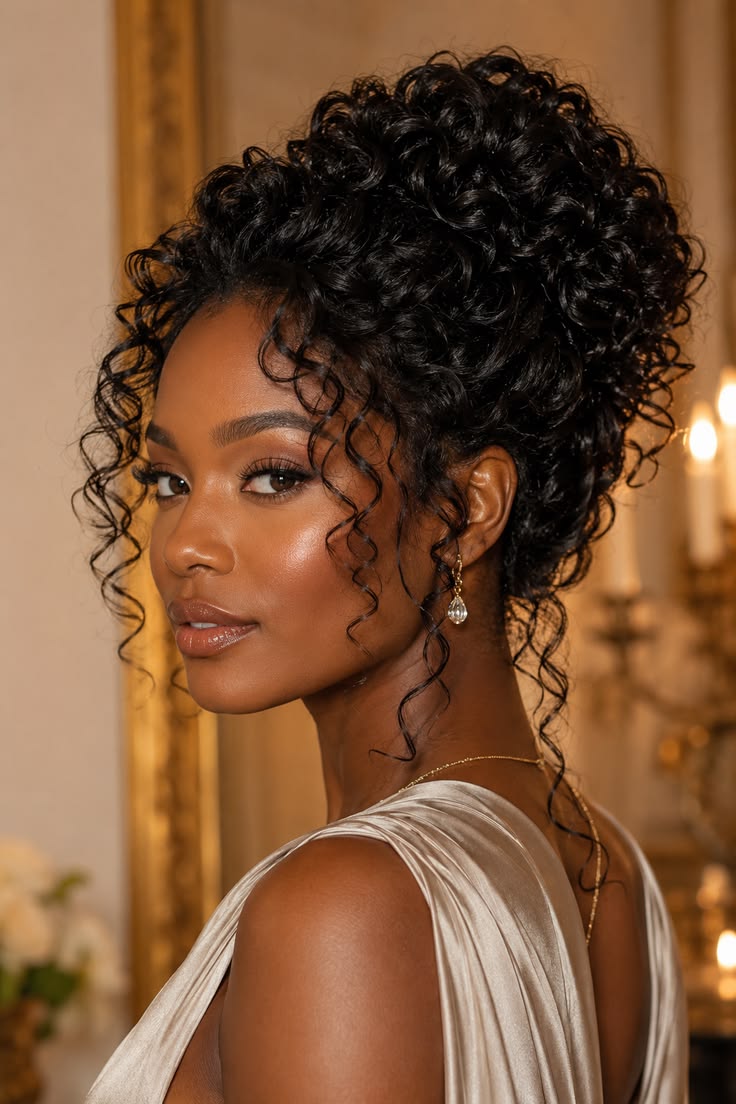 20 Chic Bridesmaid Hairstyles for Black Women (Wait Until You See #12!) - 2. Curly Cascade 1