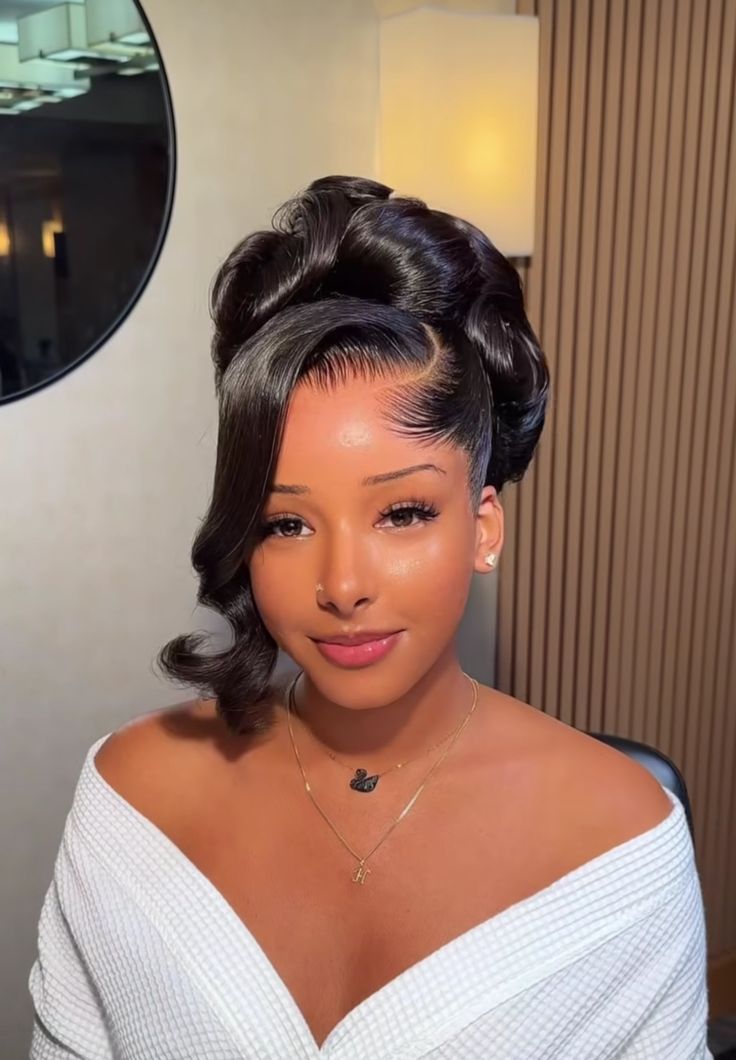 20 Chic Bridesmaid Hairstyles for Black Women (Wait Until You See #12!) - 6. Vintage Hollywood Waves 1