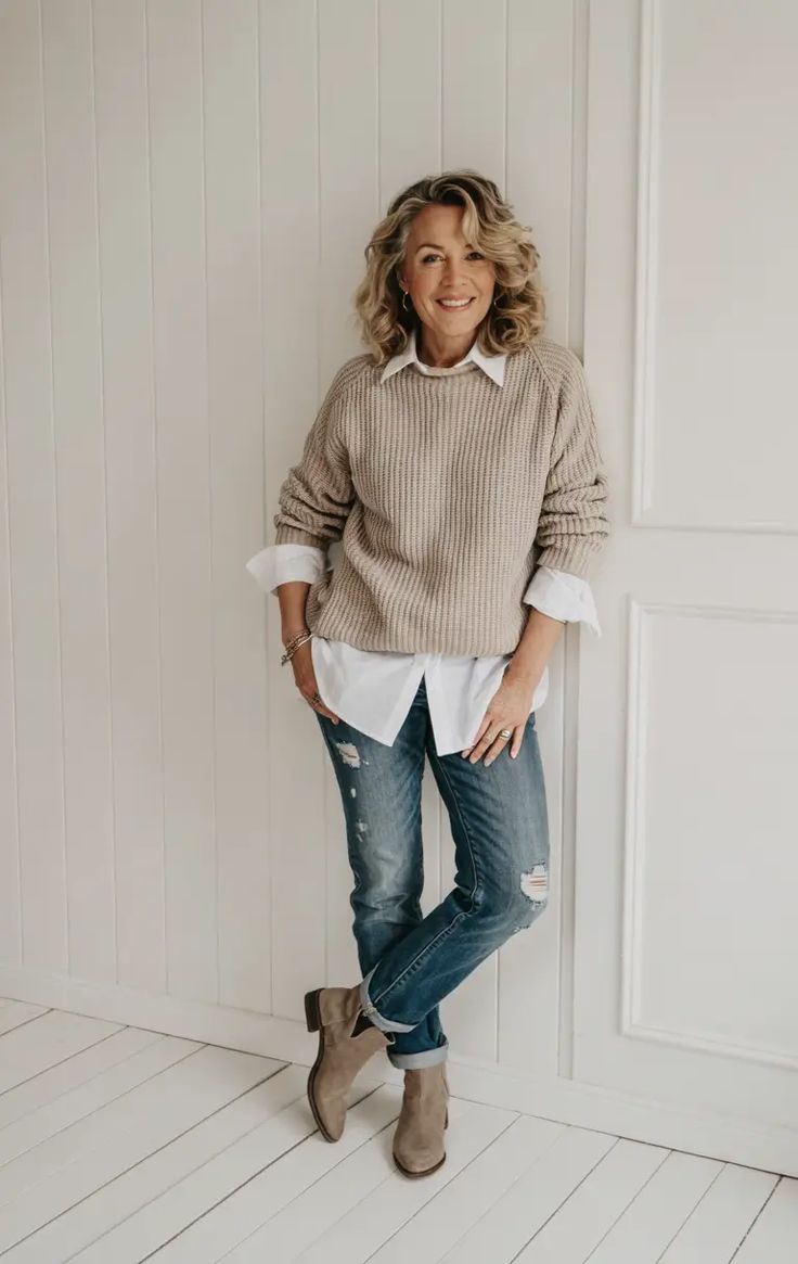 20 Chic Fall Outfits for Women Over 50 (Steal These Looks Now!) - Effortless Chic in Neutral Shades 1
