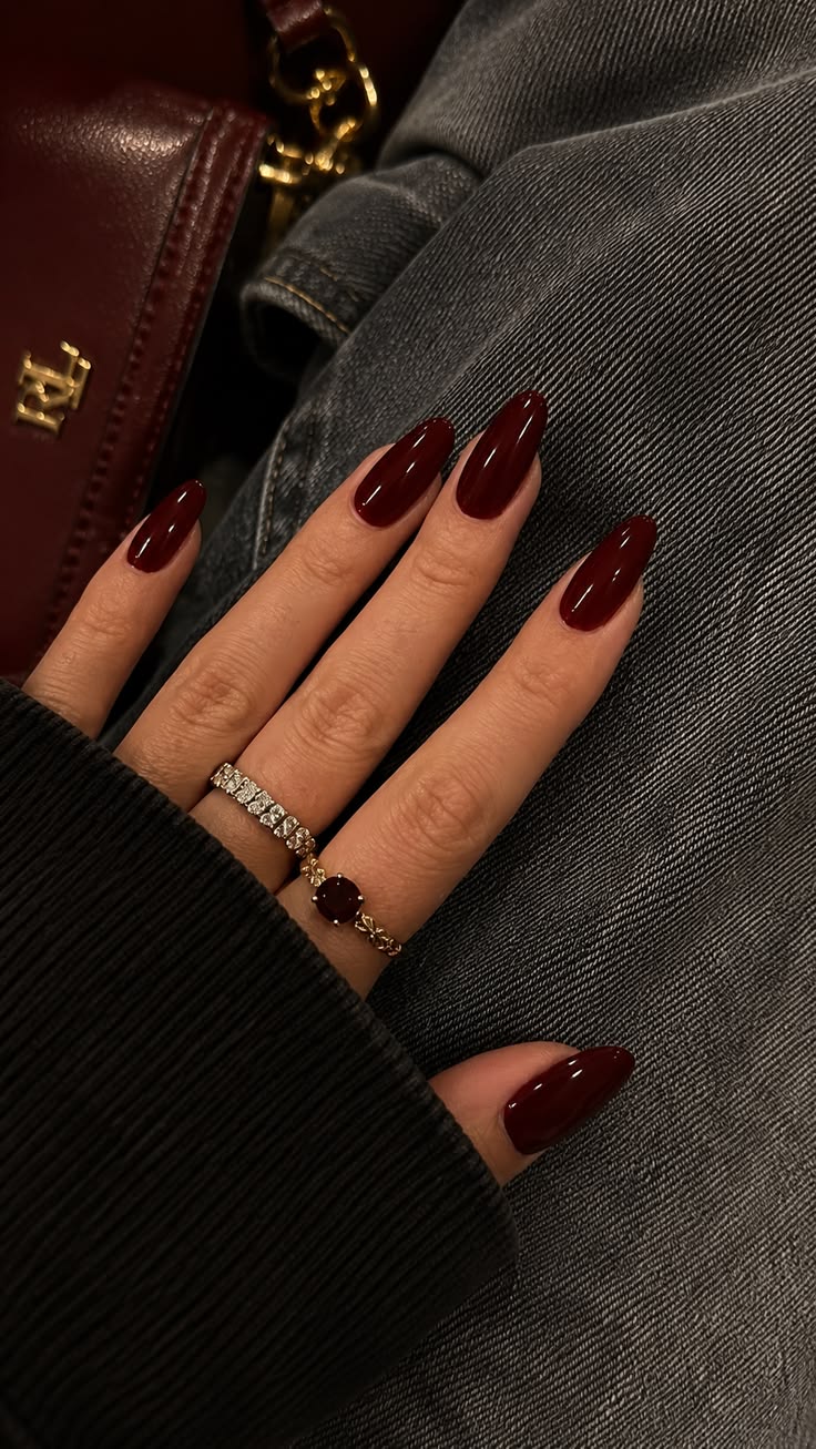 20 Classy Acrylic Nails That Look Like Quiet Luxury (You’ll Want to Copy #12!) - 17. Deep Cherry Red with Evening Shine 1