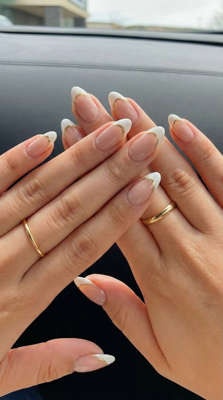 20 Glamorous Hoco Nails That Will Make Your Homecoming Look Unforgettable (#20 Is Stunning!) - 1. Barely There French Tips With a Gold Edge 1
