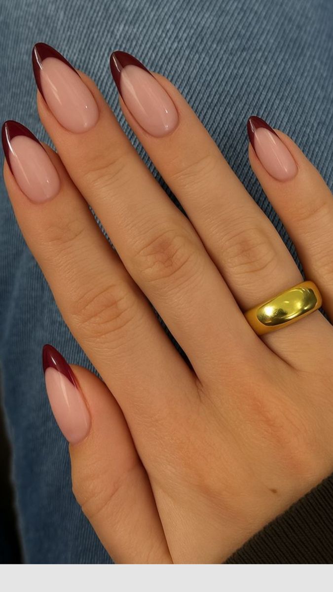 20 Glamorous Hoco Nails That Will Make Your Homecoming Look Unforgettable (#20 Is Stunning!) - 16. Deep Burgundy Micro French Tips 1