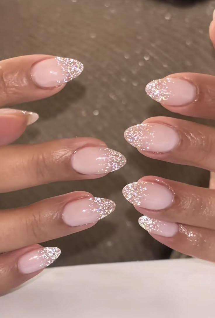 20 Glamorous Hoco Nails That Will Make Your Homecoming Look Unforgettable (#20 Is Stunning!) - 6. Pink Glitter Fade Tips 1