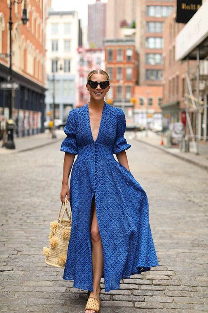20 Jaw-Dropping Maxi Dress Outfit Ideas You Need to Try This Summer! - Bold Blue Maxi: Stand Out in a Crowd 1