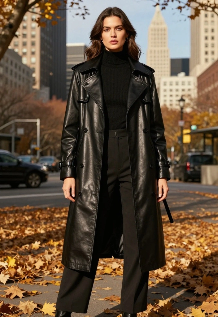 20 Leather Jacket Styles to Rock This Fall (Your Friends Will Be Jealous of #7!) - 10. Leather Trench Coat 1