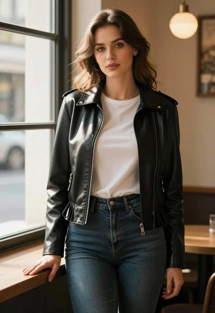 20 Leather Jacket Styles to Rock This Fall (Your Friends Will Be Jealous of #7!) - 19. Leather Peplum Jacket 1