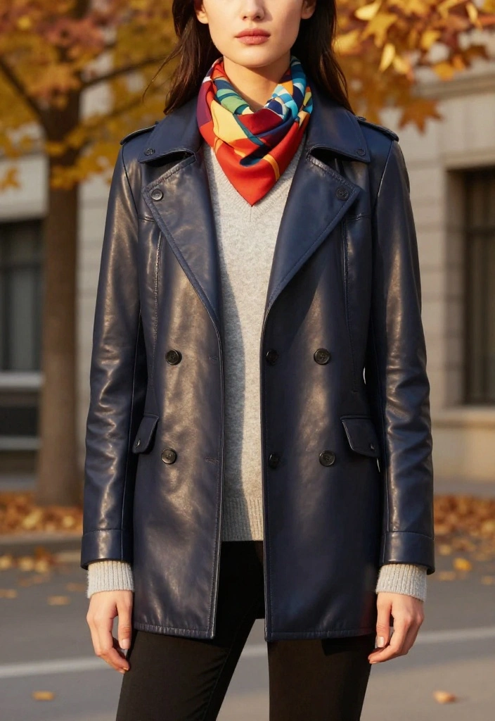 20 Leather Jacket Styles to Rock This Fall (Your Friends Will Be Jealous of #7!) - 8. Peacoat Leather Jacket 1