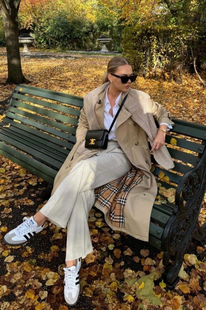 20 Street Style Trench Coat Outfits That Look Straight Out of a Fashion Magazine (#12 Is Everything!) - 6. Cream Layers for a Leafy Afternoon 1