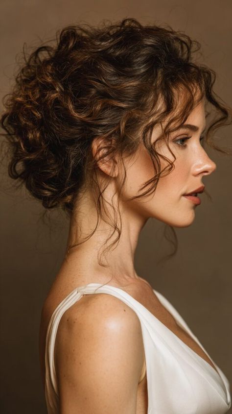 20 Stunning Curly Bridal Updos That Will Make You Feel Like the Belle of the Ball - 15. The Quiet Side-Profile Chignon 1