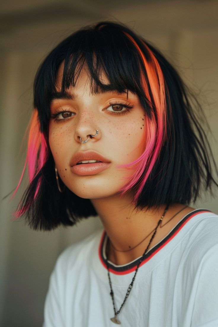 20 Trendy Hair Colors Everyone Will Be Asking This Year (Which One Is Your New Look?) - 8. Neon Sunset Face Frame 1