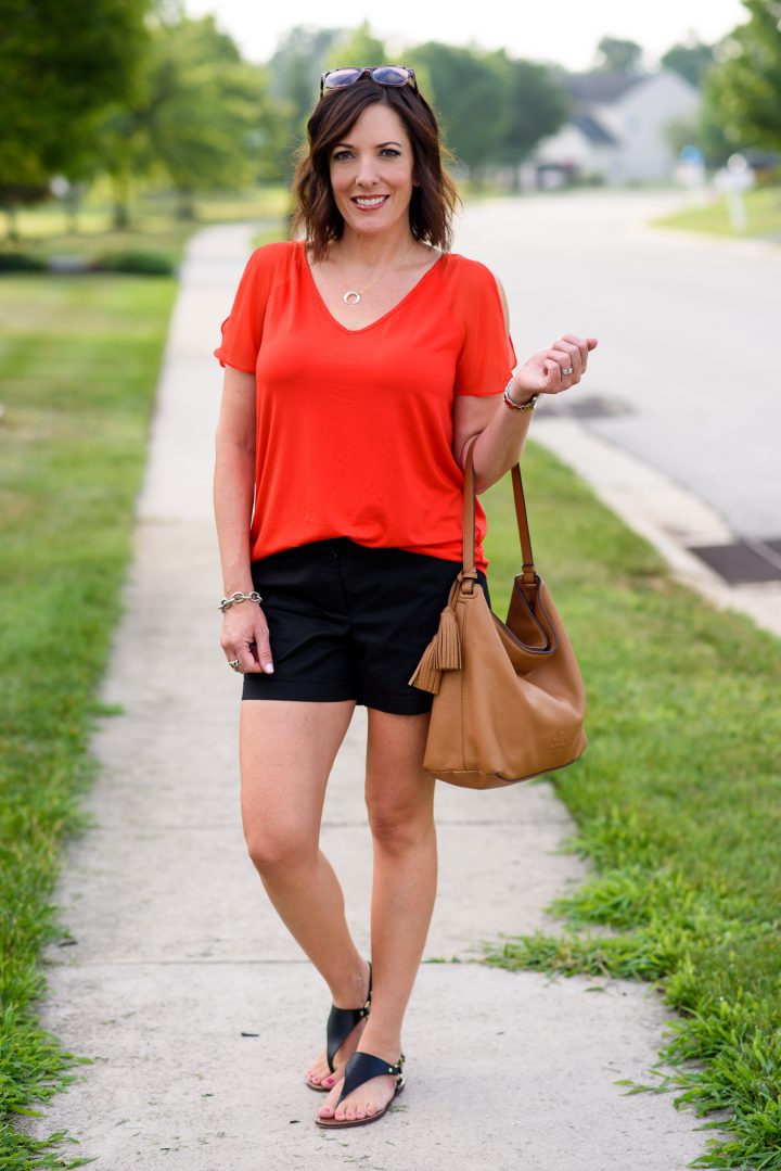 21 Casual BBQ Looks That Will Make Heads Turn (Check Out #10!) - Casual Red V-Neck and Shorts 1