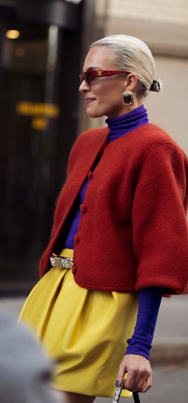20 Bold Outfits for Women Who Refuse to Dress Boring (Look #20 Is Pure Fashion Drama!) - 11. Red, Purple, and Yellow With No Apologies 1