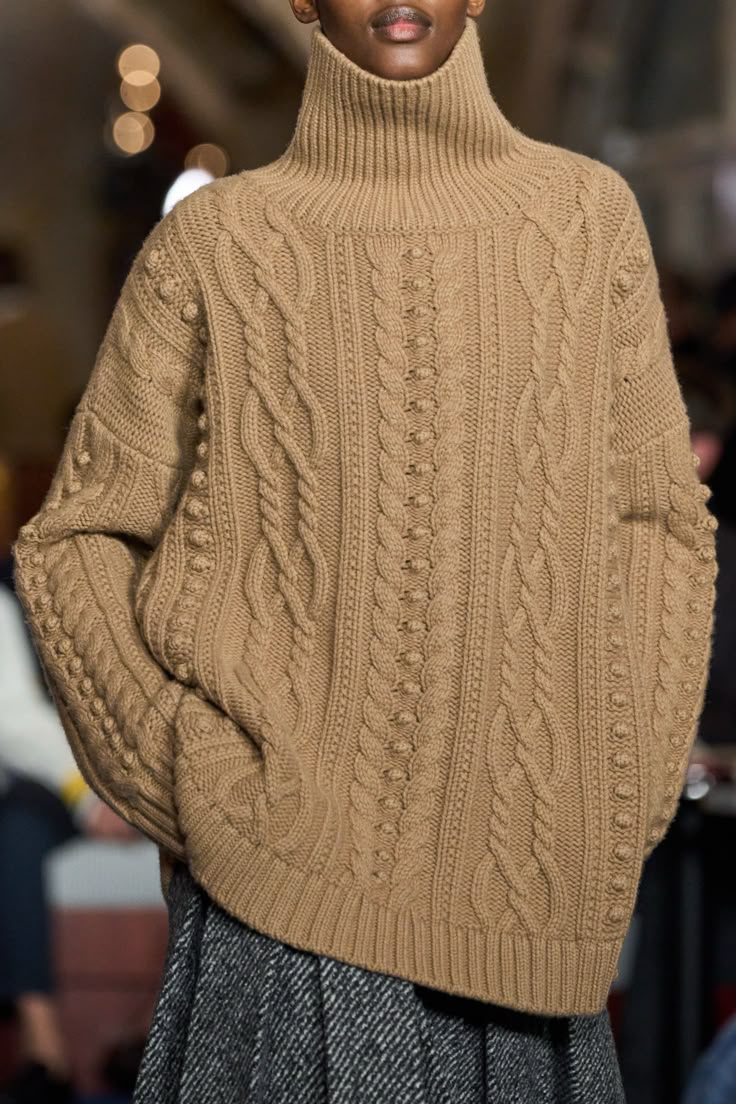 20 Cable Knit Cardigan Outfits That Instantly Elevate Your Everyday Wardrobe - 3. Camel Cable Texture with a High-Neck Finish 1