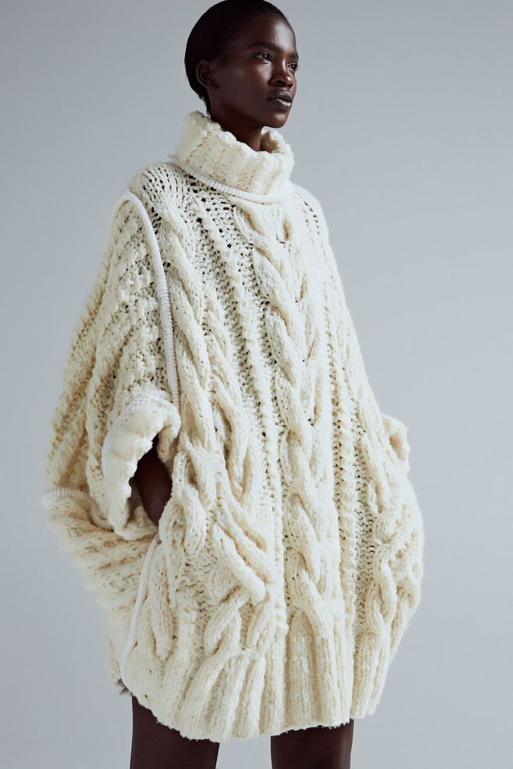 20 Cable Knit Cardigan Outfits That Instantly Elevate Your Everyday Wardrobe - 4. The Oversized Ivory Poncho Cardigan 1