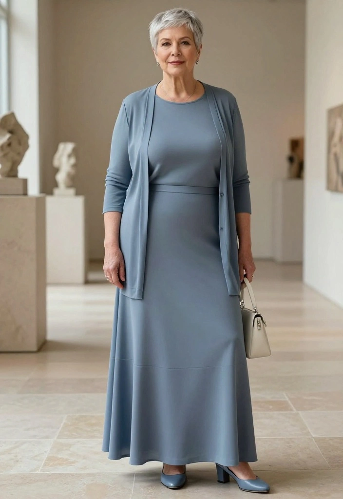20 Elegant Over 50s Maxi Dresses That Prove Comfort Can Look Incredibly Chic - 11. The Monochrome Maxi for a Longer Line 1