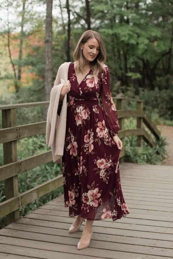 20 Fall Floral Wedding Guest Dresses for a Romantic Autumn Look - 18. Sage Chiffon with Soft Balloon Sleeves 1