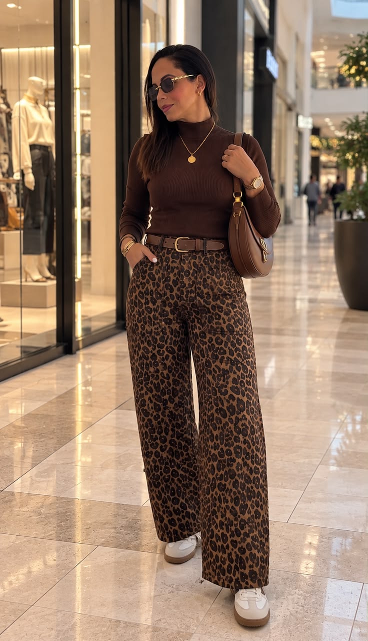 20 Leopard Print Outfits That Turn Every Sidewalk Into a Runway (Look #20 Is Pure Fashion Magic!) - 15. Chocolate Brown and Leopard for Everyday Polish 1
