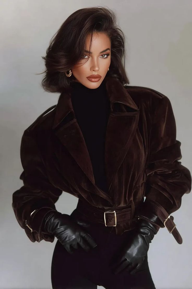 20 Luxury Winter Street Style Outfits That Look Straight Out of a Fashion Editorial - 2. Espresso Leather and Gloves After Dark 1